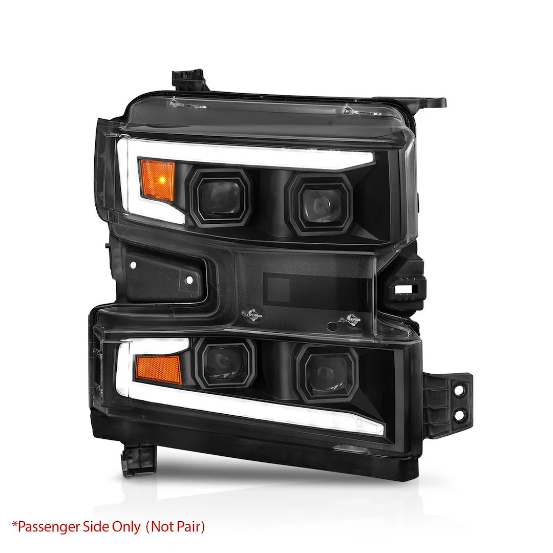 111566-L – ANZO Headlight Assembly, LED Bulb Projector Beam Plank Style High/ Low Beam LED White Light Clear Lens Bla...